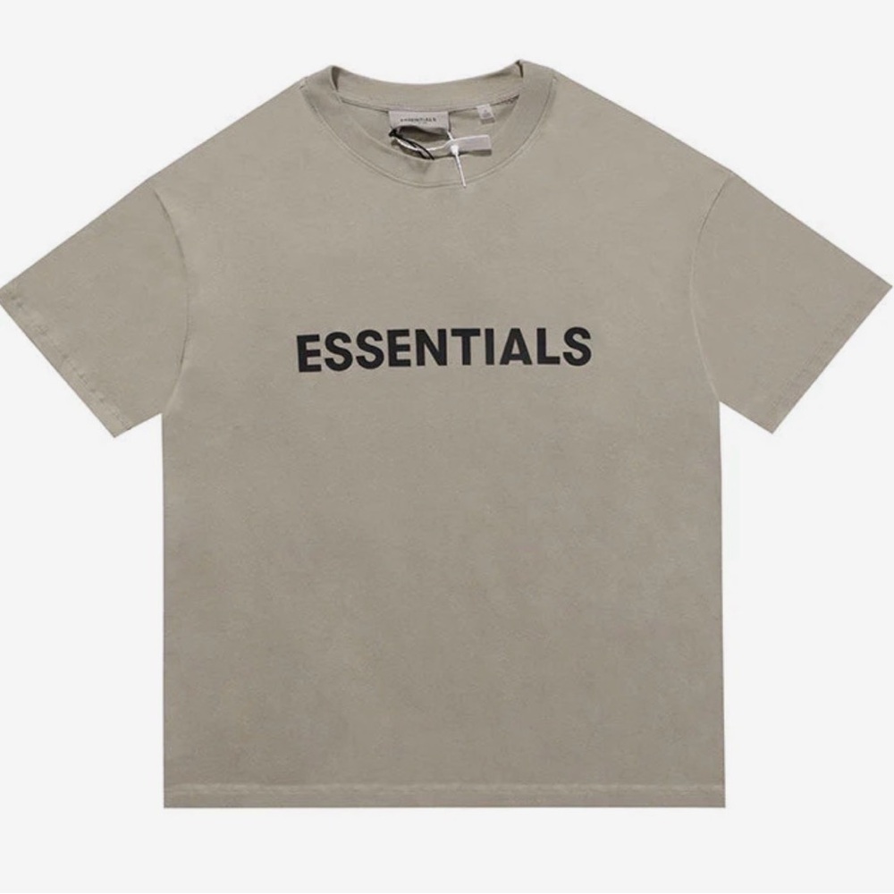 Fear of God ESSENTIALS Short Sleeve Tee in Taupe with Black Logo